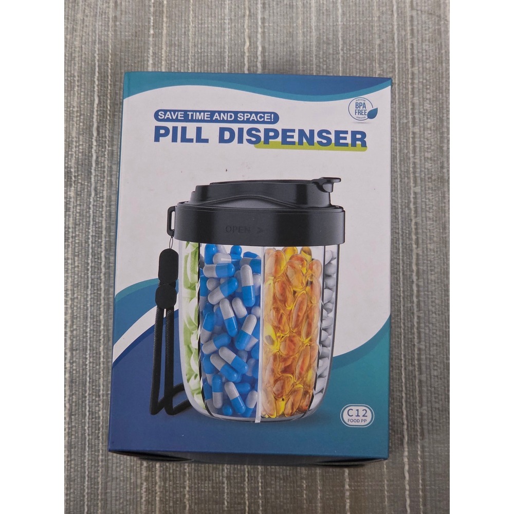 Portable 7 Slot Pill Dispenser Large Capacity BPA Free Travel Medicine Organizer